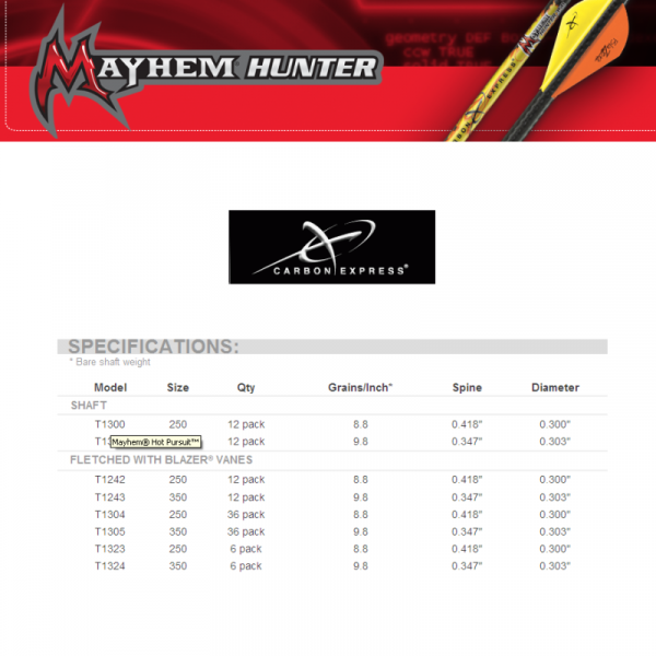 CARBON EXPRESS CARBONSCHAFT MAYHEM HUNTER