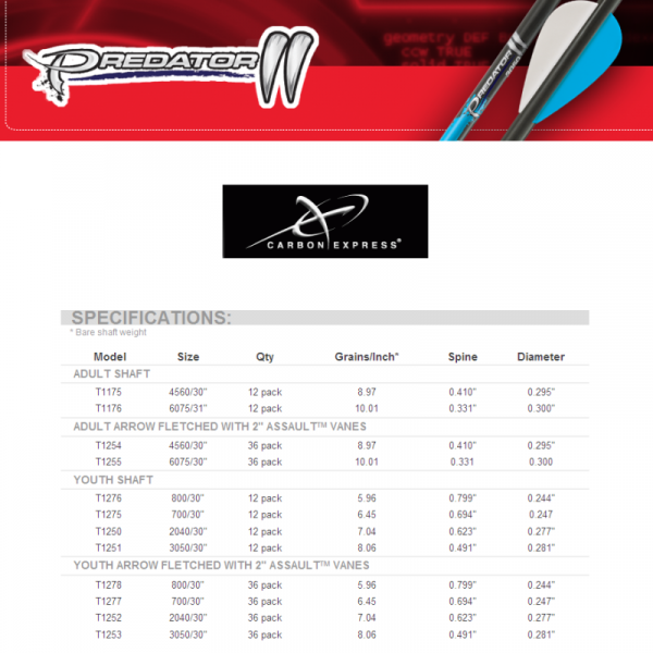 CARBON EXPRESS CARBONSCHAFT PREDATOR II