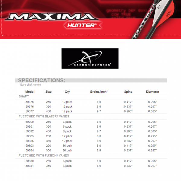 CARBON EXPRESS CARBONSCHAFT MAXIMA HUNTER